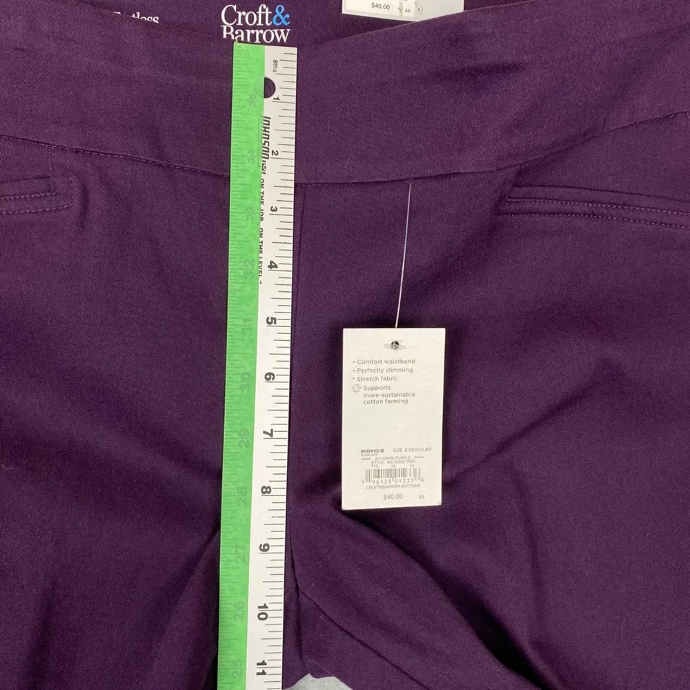 Croft & Barrow Effortless Stretch Mid Rise Bootcut Pants Womens 8 Purple NWT - Picture 10 of 12